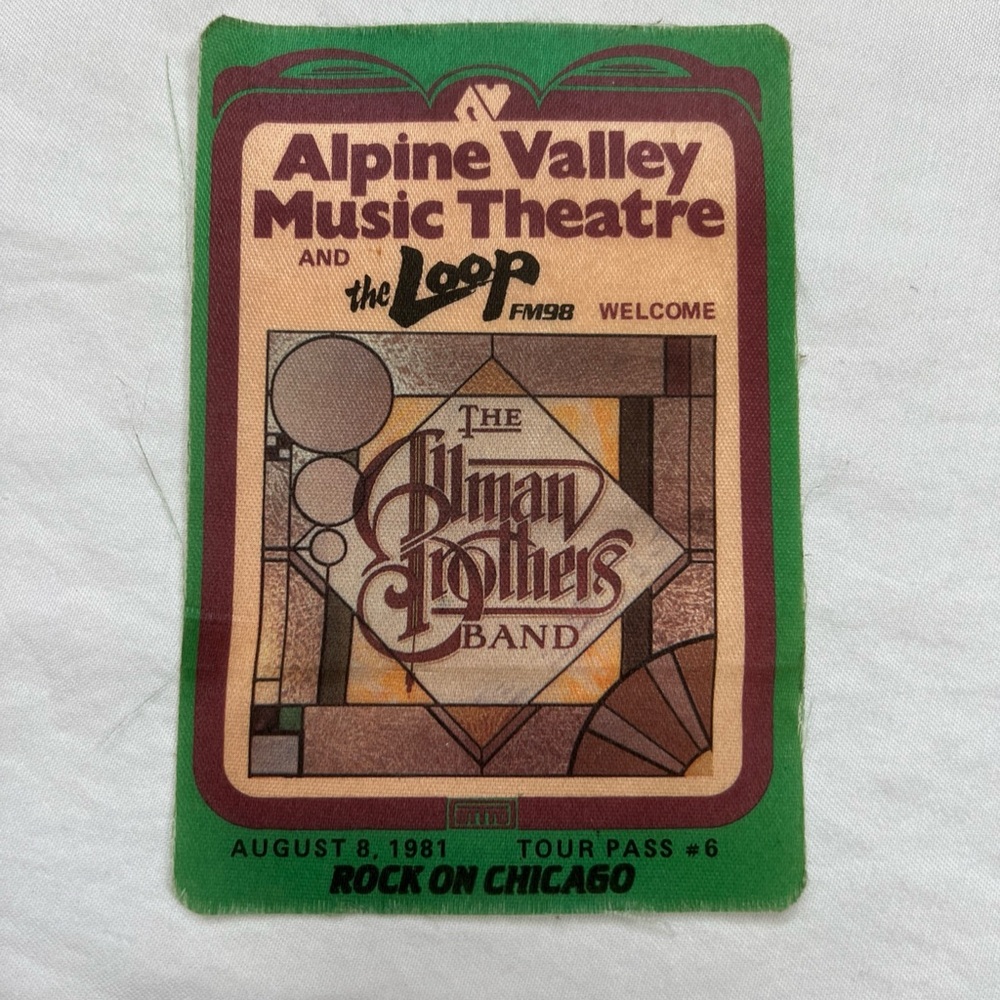 Vintage Allman Brothers Band Tour Pass #6 1981 Alpine Valley The Loop FM98